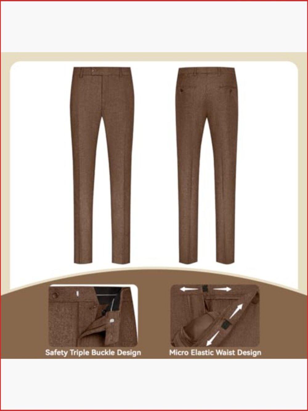 Slim Fit Double Breasted Herringbone Tweed 2 Piece Suit Set - Picture 4 of 7